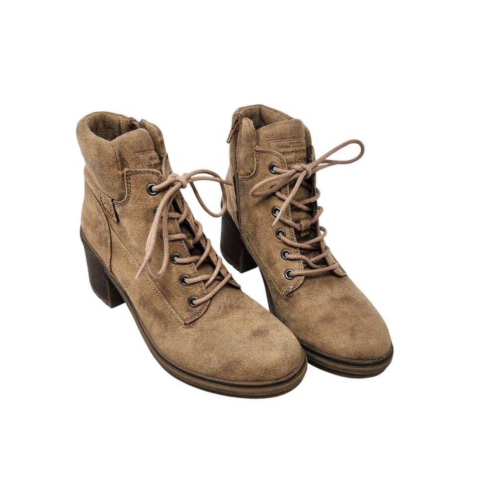 Crown Vintage Charley Ankle Combat Boots Side Zip Lace Up Brown Size 9.5